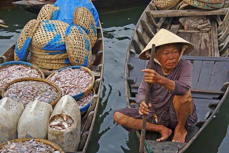 Fresh seafood at the Hội An fish market