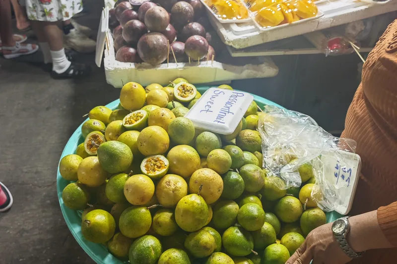 Passion fruit and other tropical fruit at a Vietnamese night market
